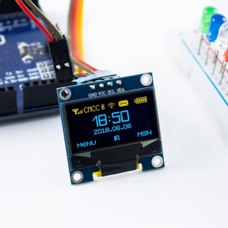 Hosyond 5 قطع وحدة عرض OLED I2C IIC بحجم 0.96 بوصة 12864 128x64 بكسل SSD1306 شاشة OLED صغيرة ذات إضاءة ذاتية متوافقة مع Arduino Raspberry Pi (أزرق وأصفر) - Image 5